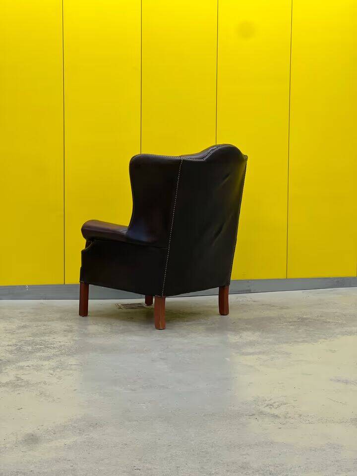 Traditional English Wingback Chesterfield Leather Armchair