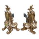 Pair of gilded bronze andirons Louis XV