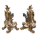 Pair of gilded bronze andirons Louis XV
