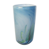 Contemporary cylindrical vase in signed glass paste