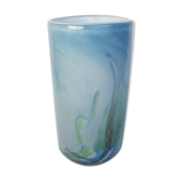 Contemporary cylindrical vase in signed glass paste