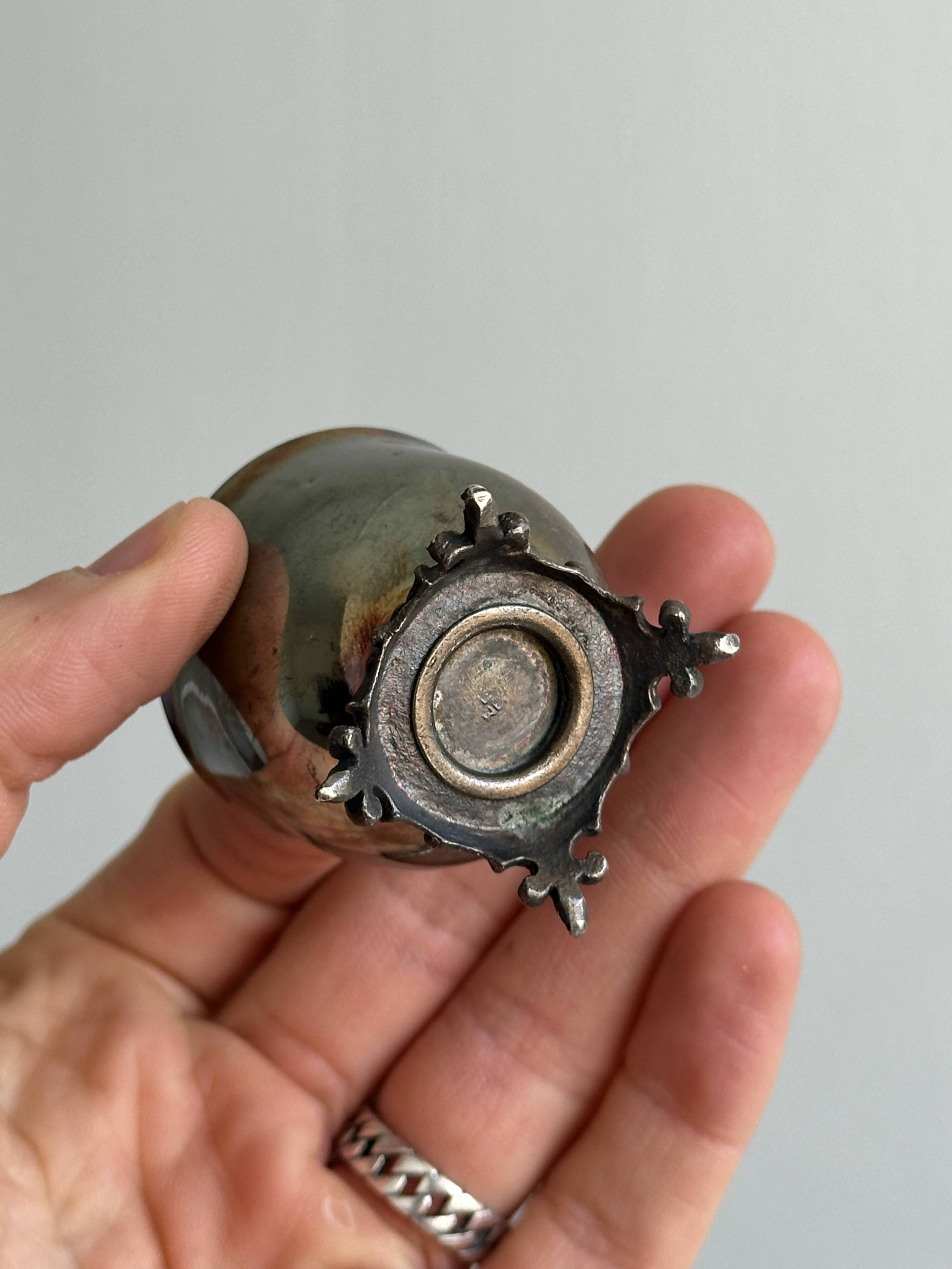 Small vintage metal egg cup