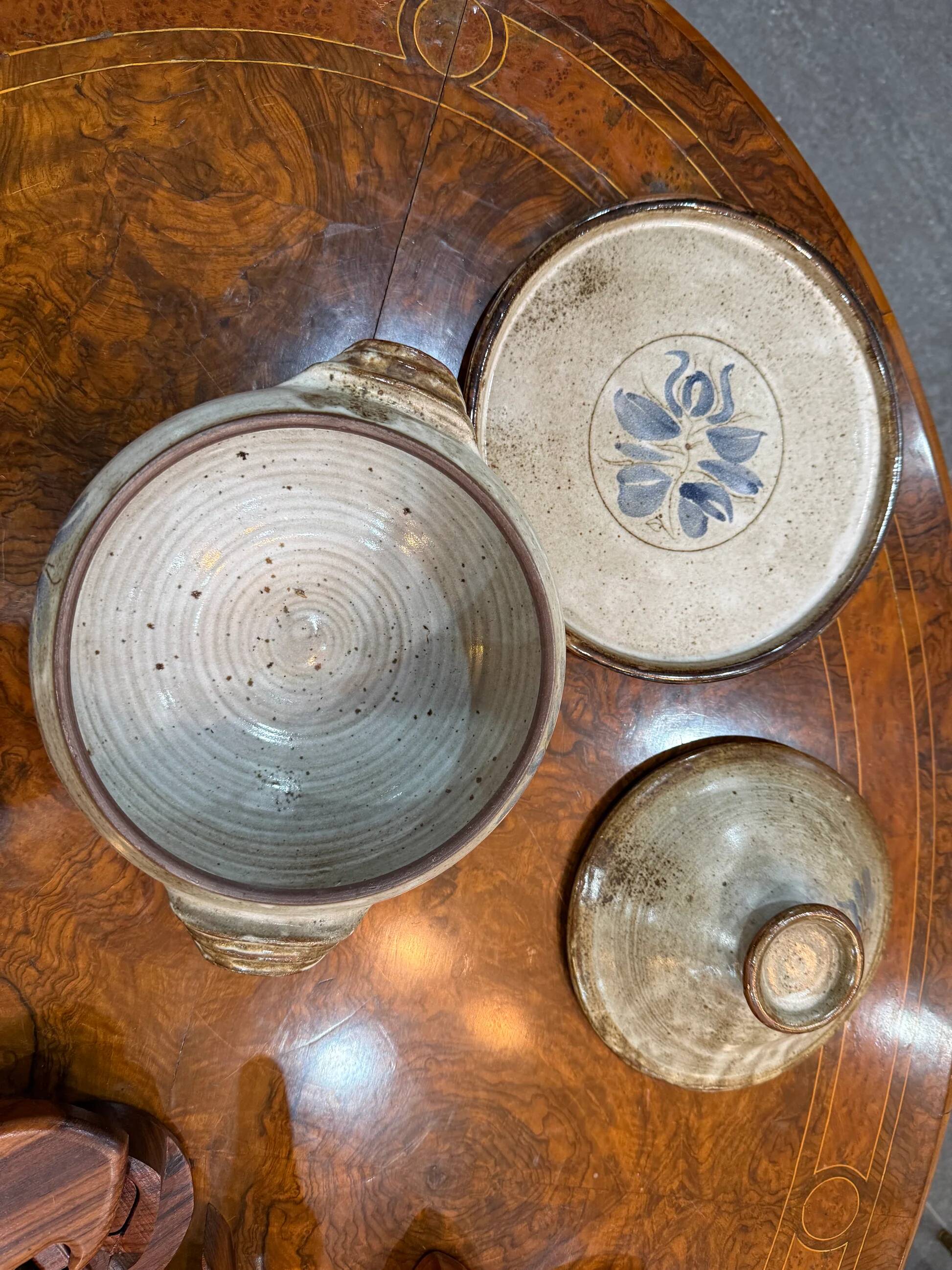 Glazed stoneware soup tureen with lid and plate – French workshop – 20th century