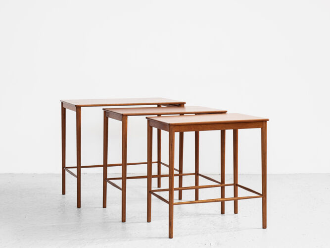 3 side tables in teak by Kai Winding for Poul Jeppesen