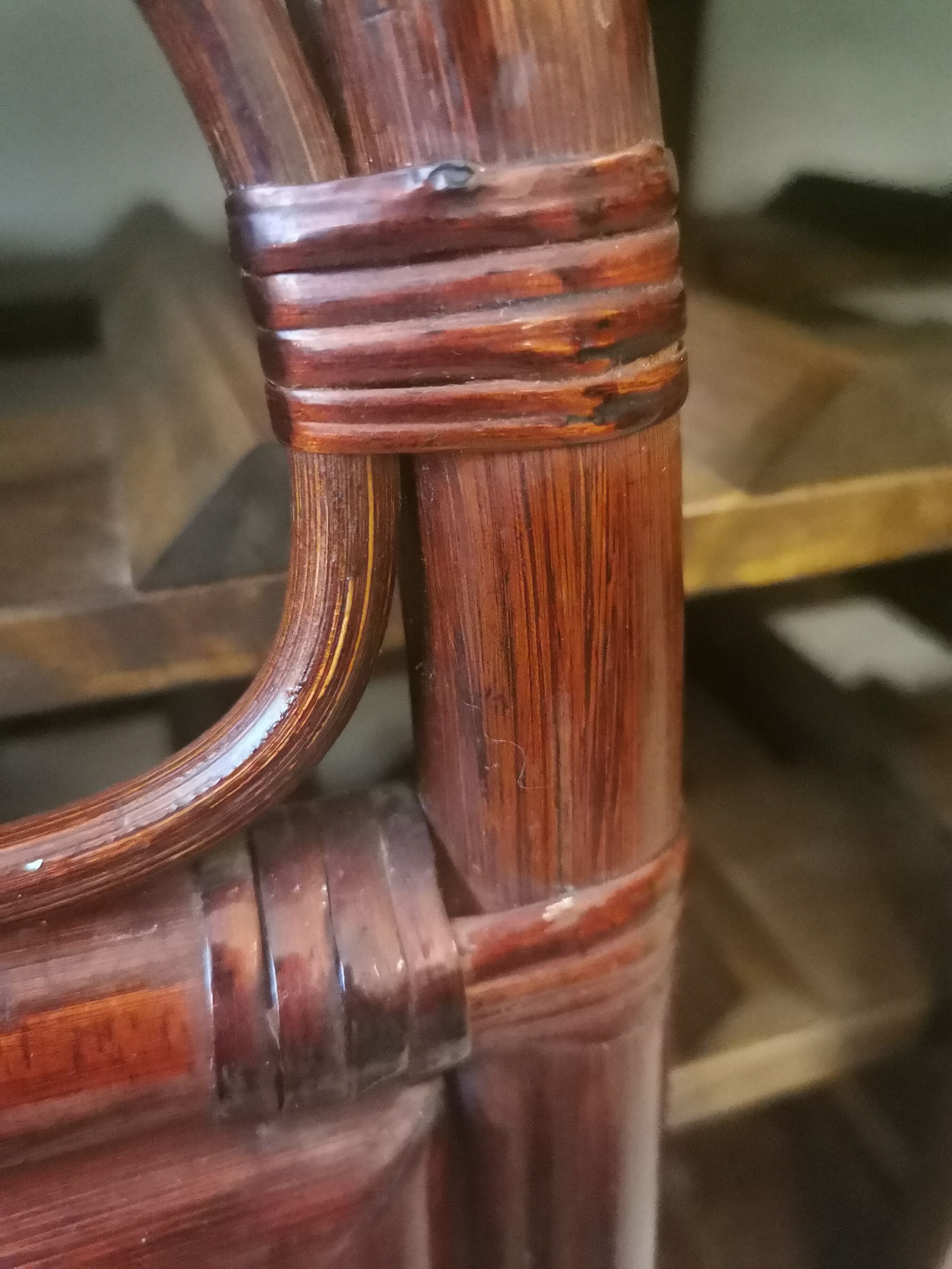 Vintage bamboo and rattan mirror 70, 100x50cm