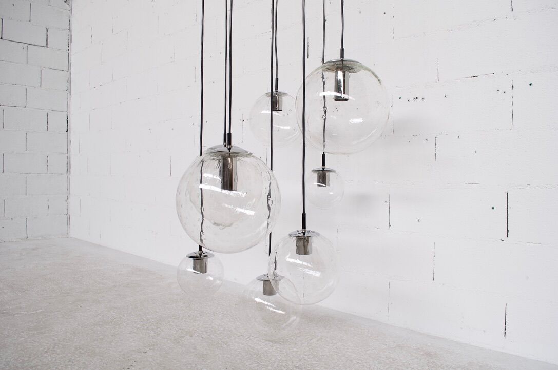 Chromium waterfall chandelier chromed by Raak holland 70