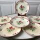 Set of 7 dessert plates gien model "lorraine" hand painted 30-40s