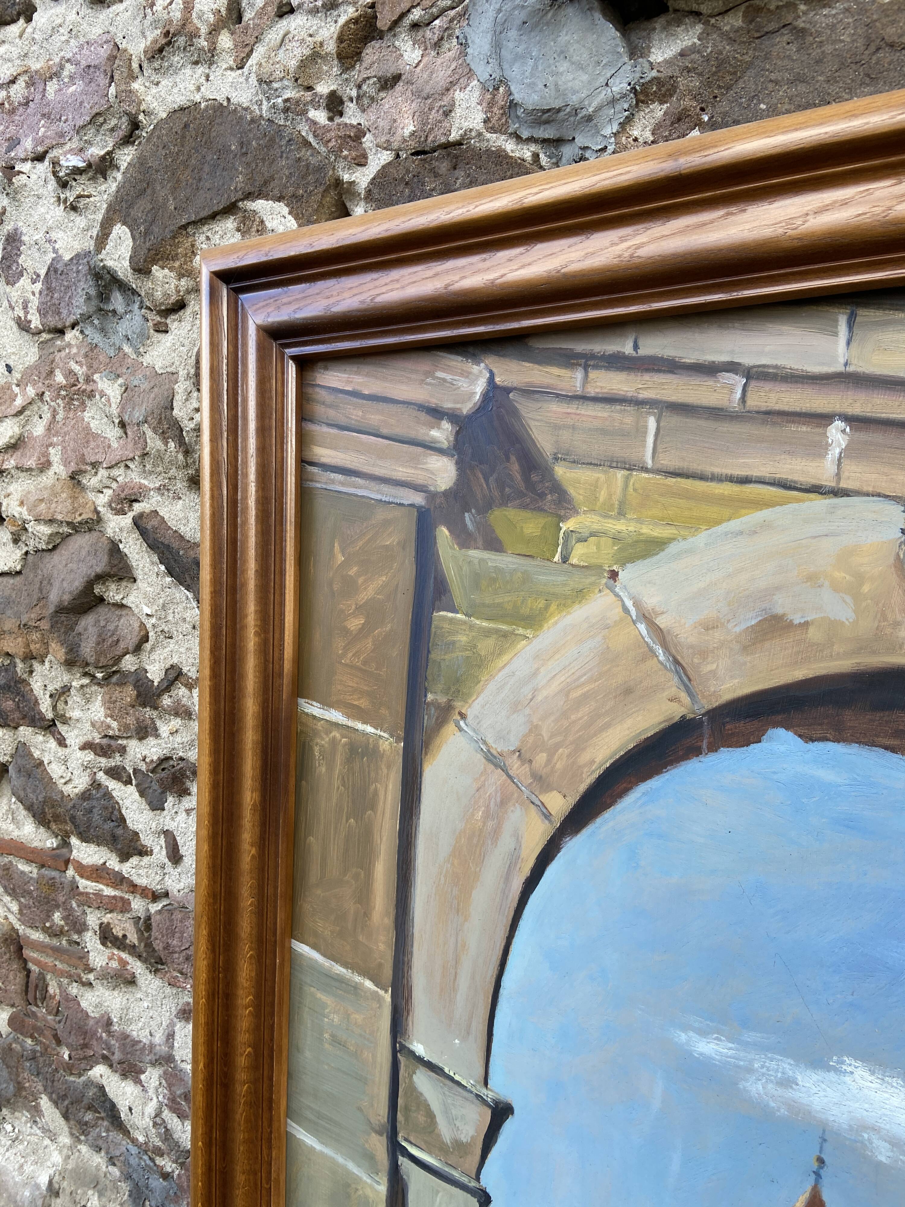 XXXL painting Alsatian landscape MURBACH Abbey By Théo Claus