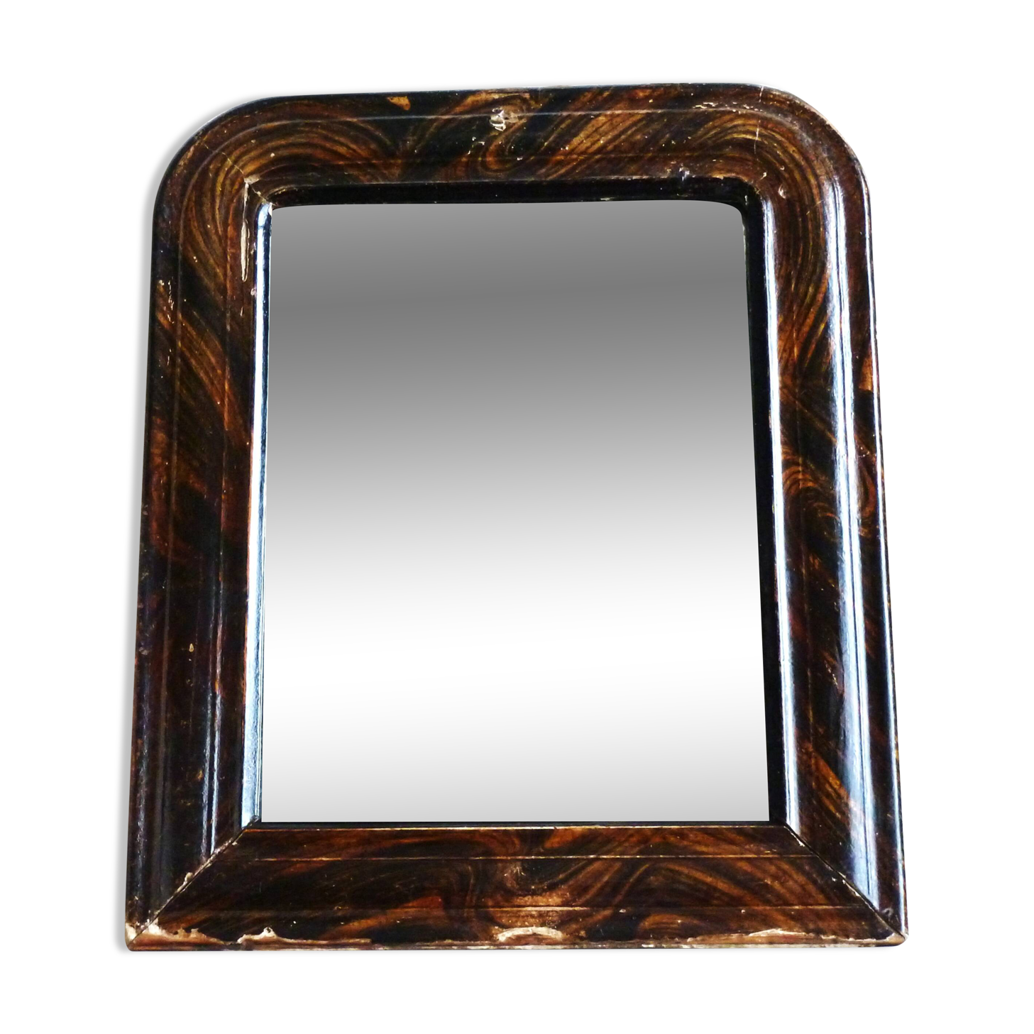 Antique small Louis-Philippe mercury mirror, vintage barber's mirror.