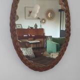 Antique rattan mirror