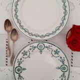Old dessert plates mismatched in iron earth