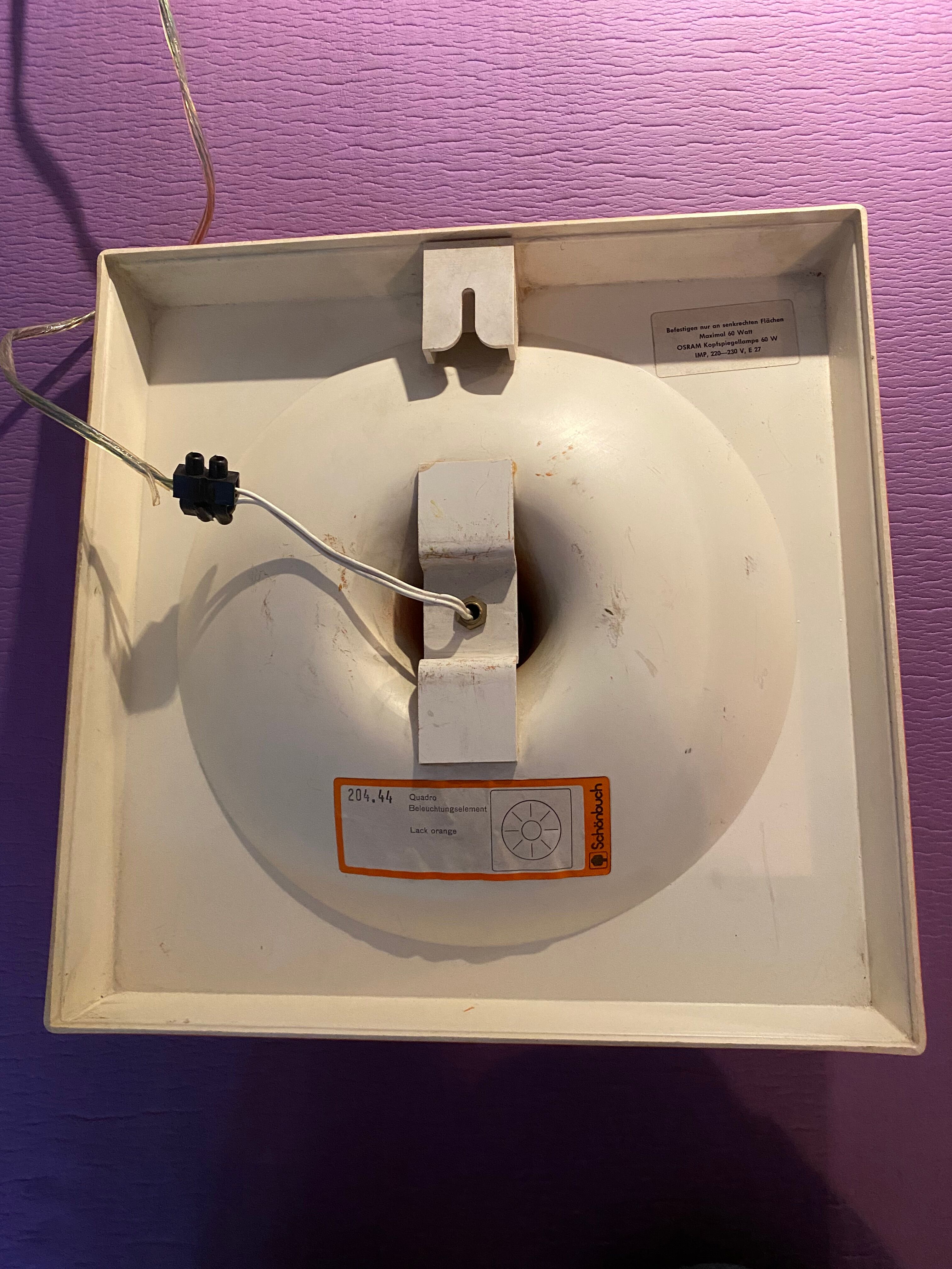 Pair of Quadro wall lamps by Jurgen Lange for Schönbuch. 1970