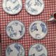 6 Assiettes Gien "Éventails japonais"