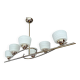 Large Vintage Glass Brass Pendant Light