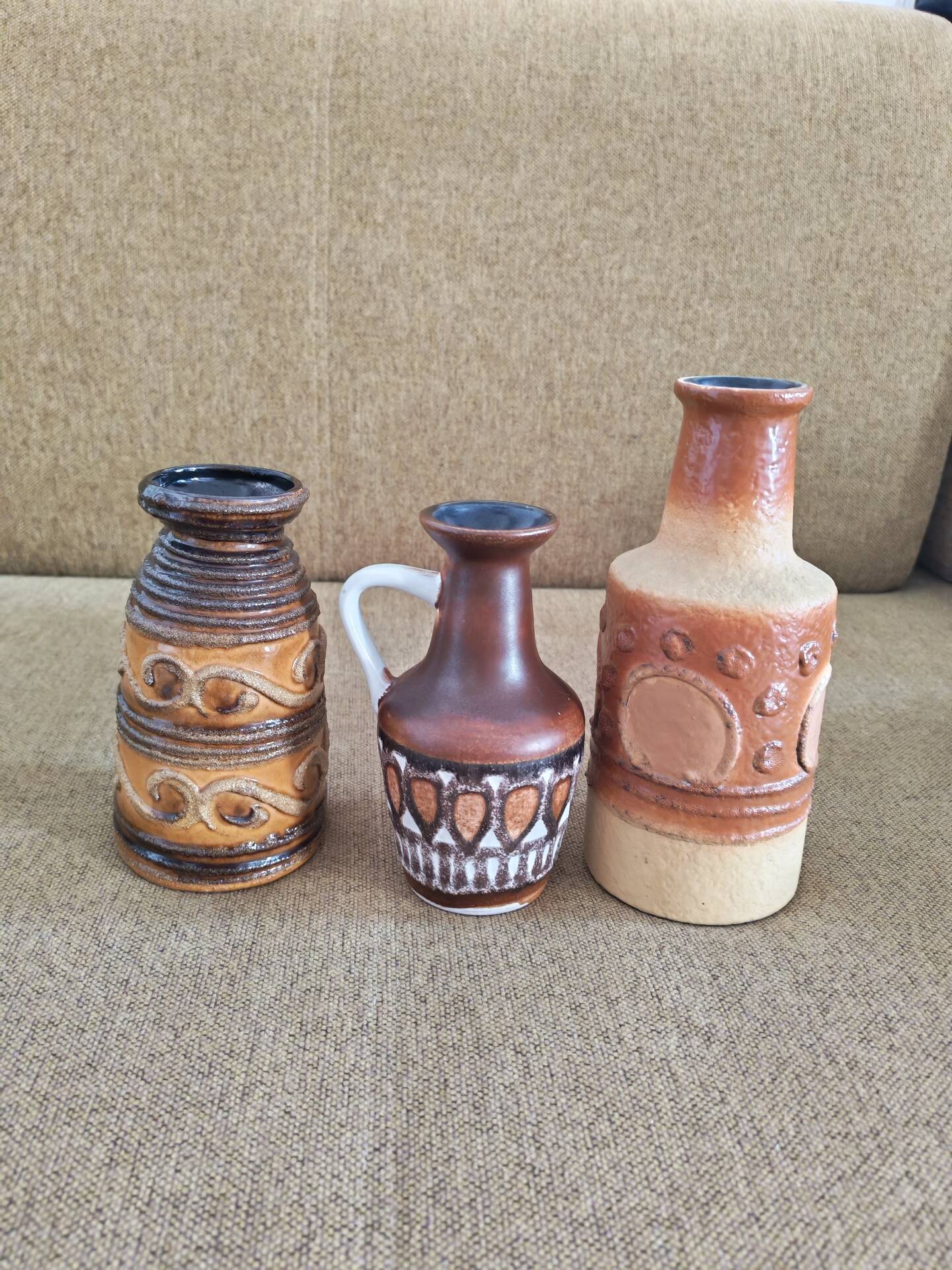 Composition de 3 vases allemandes  style brutaliste 1960