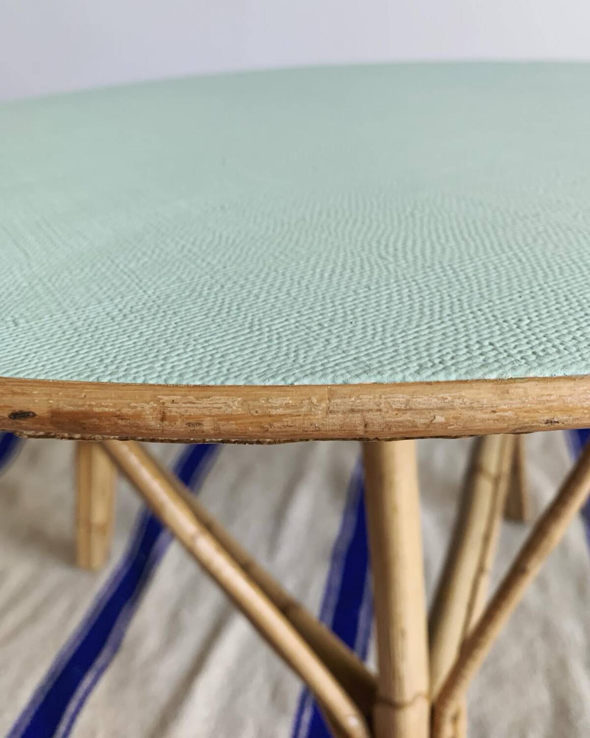 Revamped vintage rattan coffee table