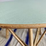 Table basse vintage en rotin relookée