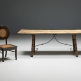 Table à Tréteaux Rustique d'Art Populaire, Espagne, 19ème Siècle