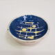 Small cup in white and blue vintage ceramic with yellow motis.