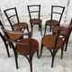Set of 7 old Baumann bistro chairs in curved wood with round seat