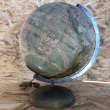 Old terrestrial globe world map perrina paris glass vintage metal foot