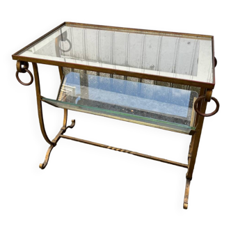 Gold magazine rack / side table, 50s