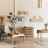 Blue velvet toad bench