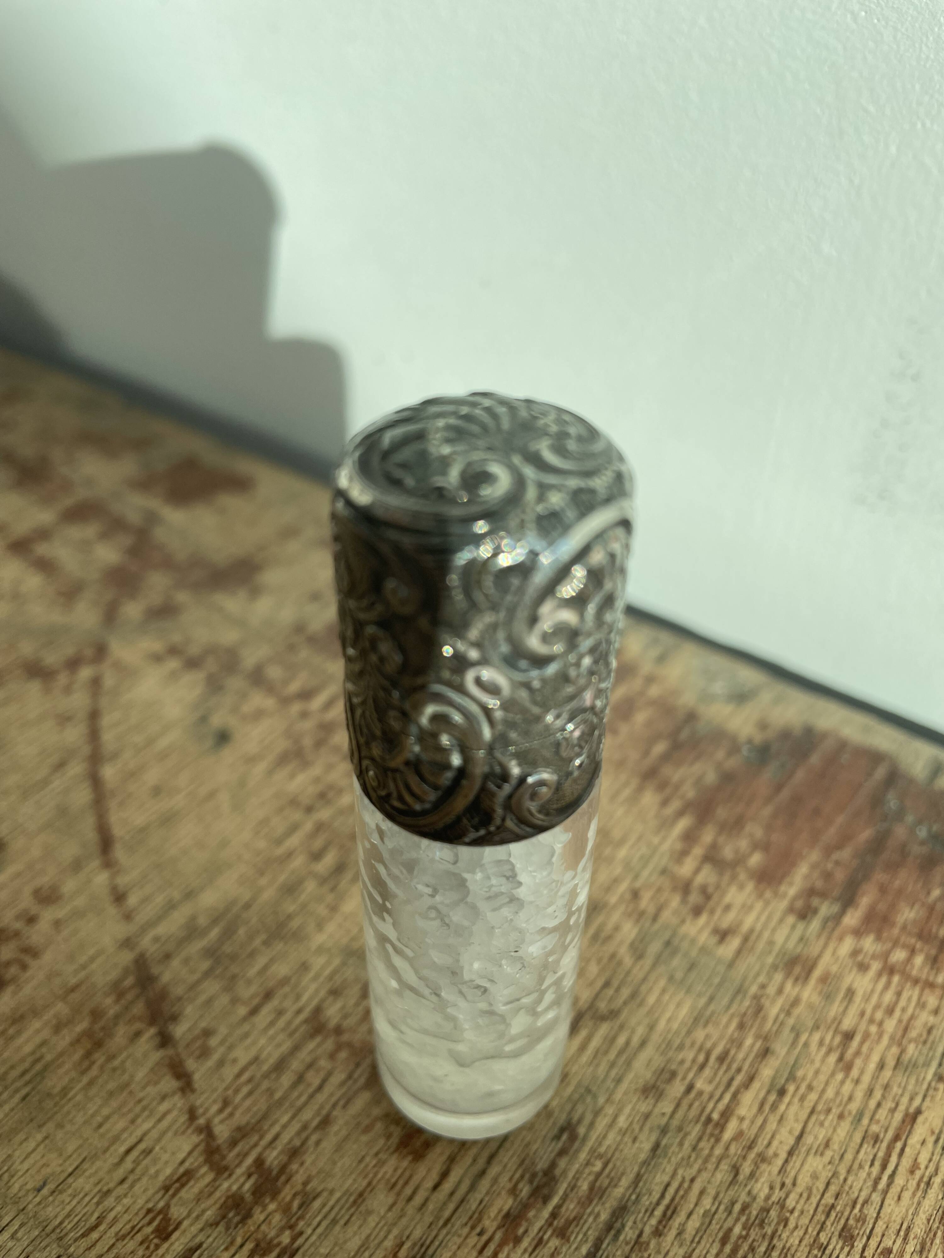 Salt bottle, cut glass, silver metal, Napoleon III, 19th century, object of curiosity, decor