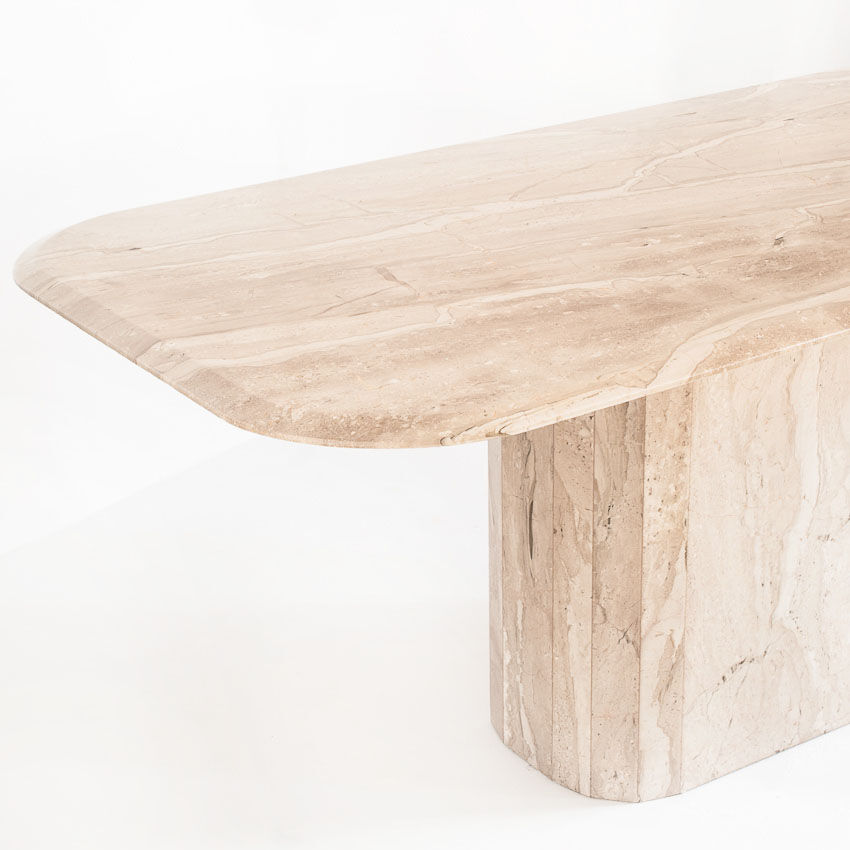 Vintage dining table. Travertine marble. Italy, 90s.