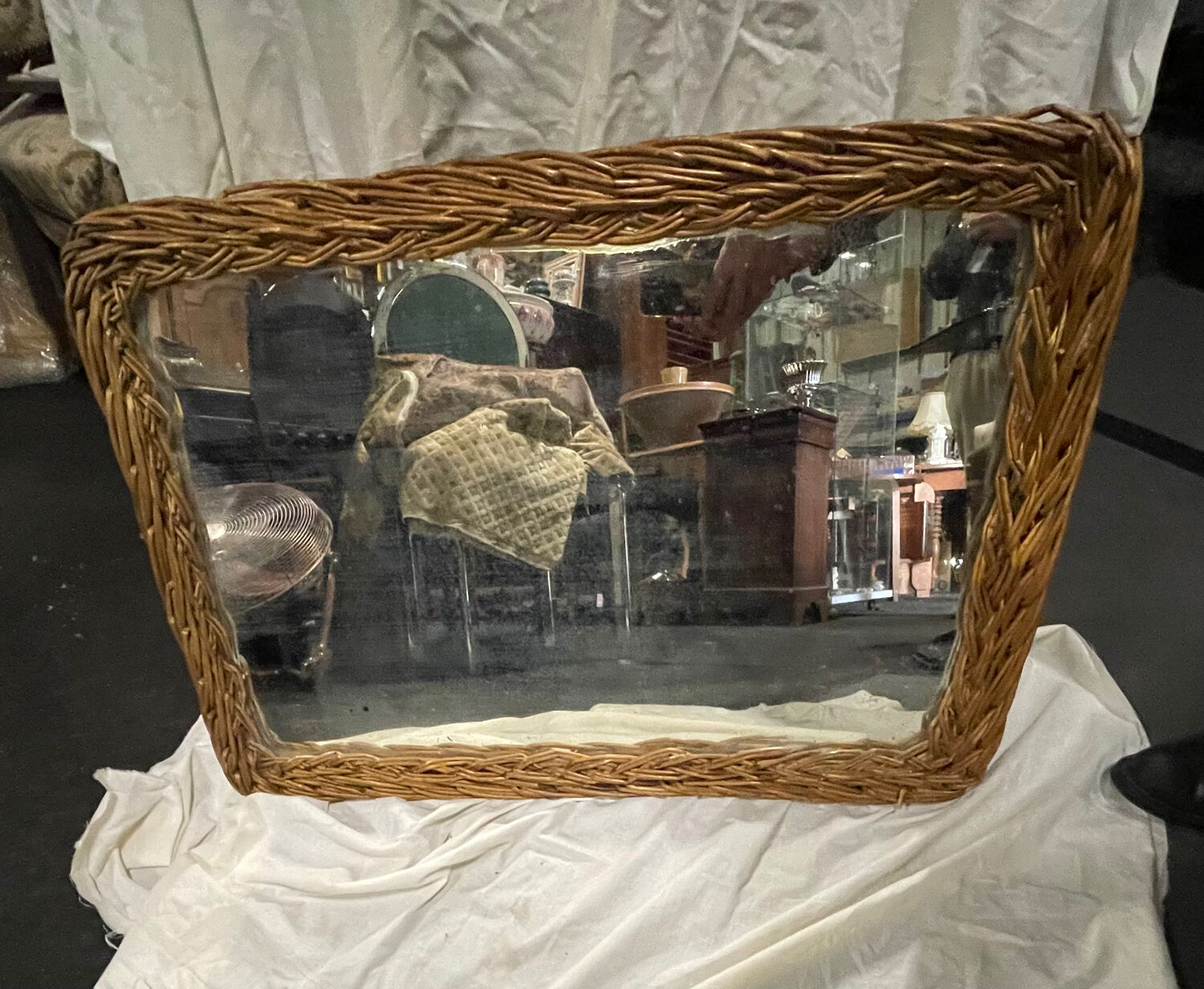 Vintage wicker mirror 1950