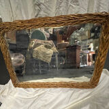 Vintage wicker mirror 1950