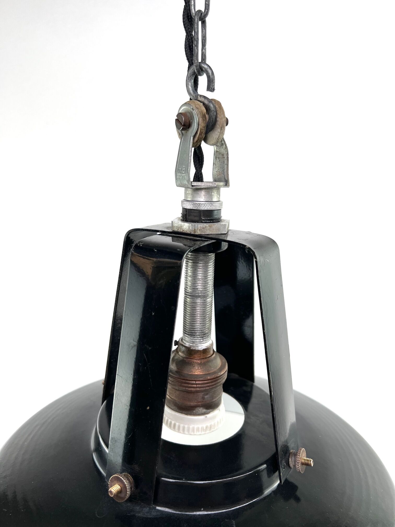Hanging lamp sheet enamelled black color 1950