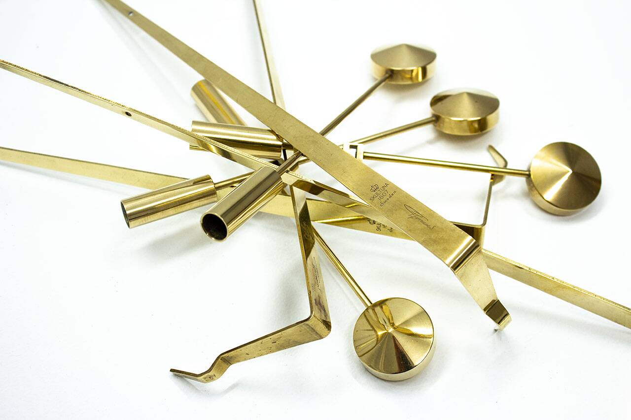 Group of 10 Swedish brass candle sconces by Pierre Forssell for Skultuna