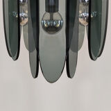 1970s Gorgeous Grey Smoked Chandelier by Veca in Murano Glass. Made in Italy