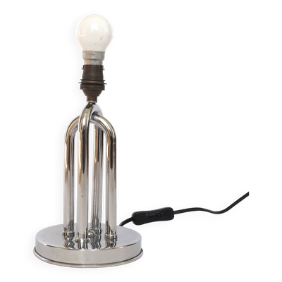 Pied de lampe tubes chromés art déco