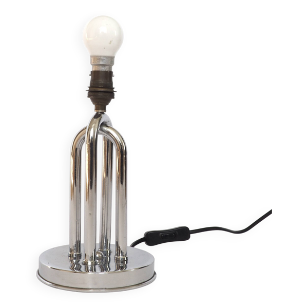 Pied de lampe tubes chromés art déco