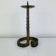 Brutalist candle holder, wrought iron with a golden patina.