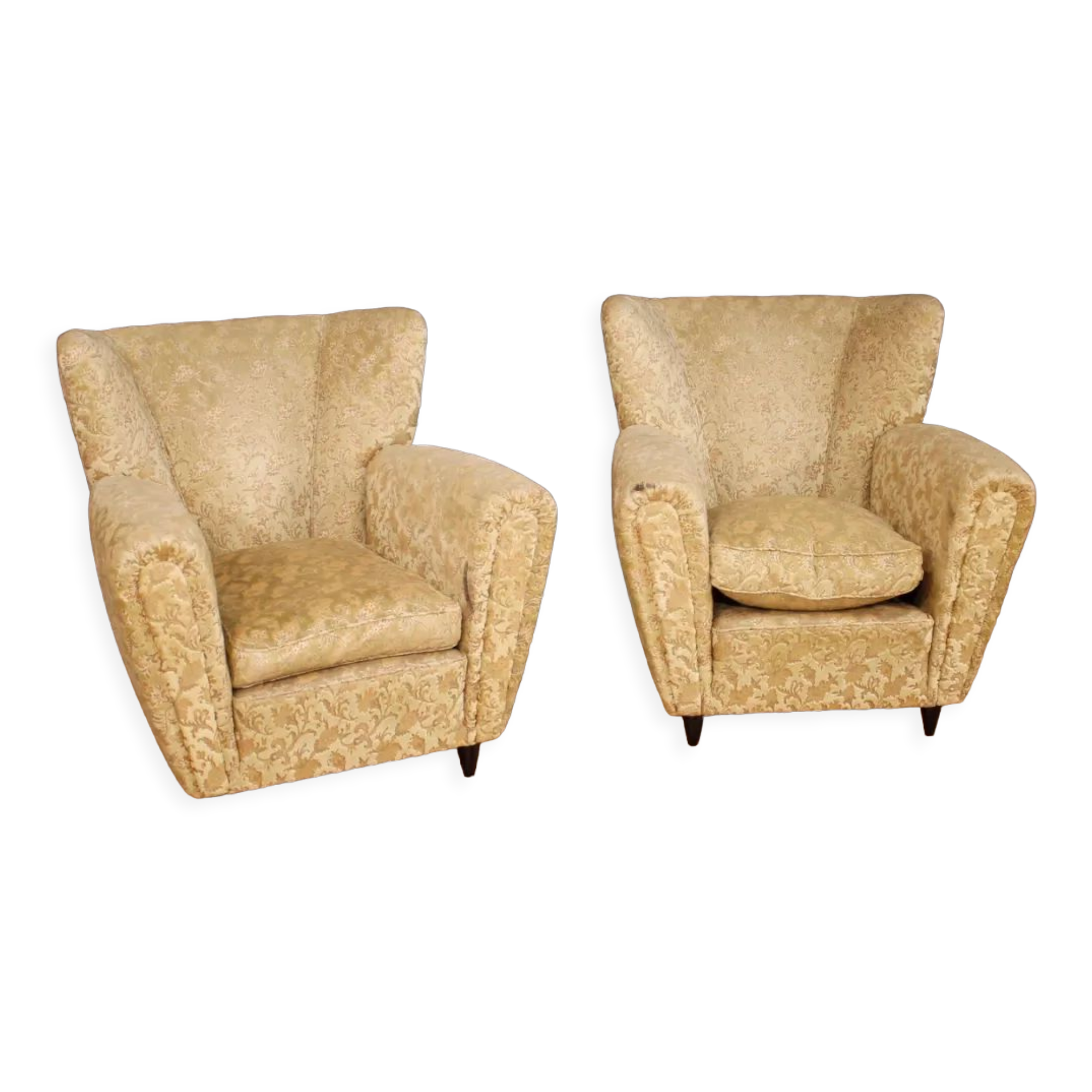 Pair of design armchairs in velvet from the 50s