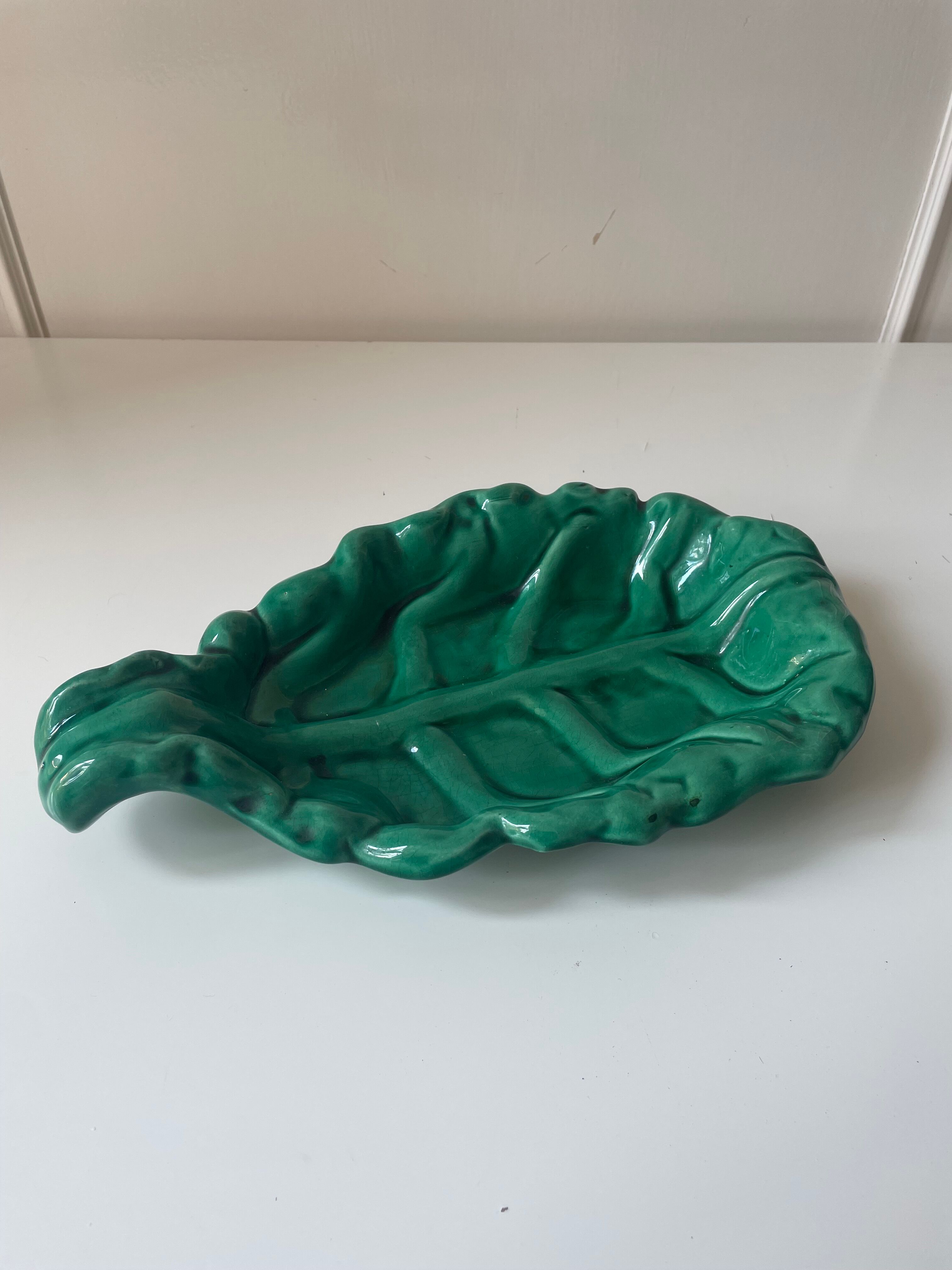 Vallauris ceramic leaf dish