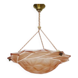 Antique Art Deco star-shaped pendant light with one burner, made of pâte de verre.