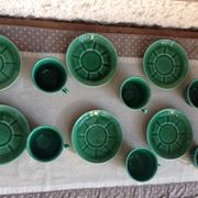 Suite of six cups and saucers green / vintage 50-60 years