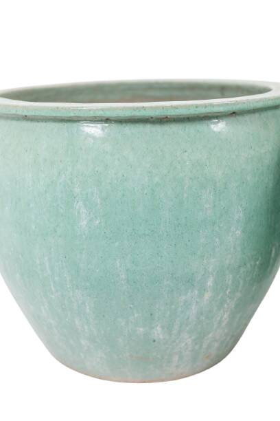 Pair of large glazed terracotta planters. 1950s.