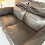 Vintage black leather Dreipunkt Scala design 2-seater sofa.