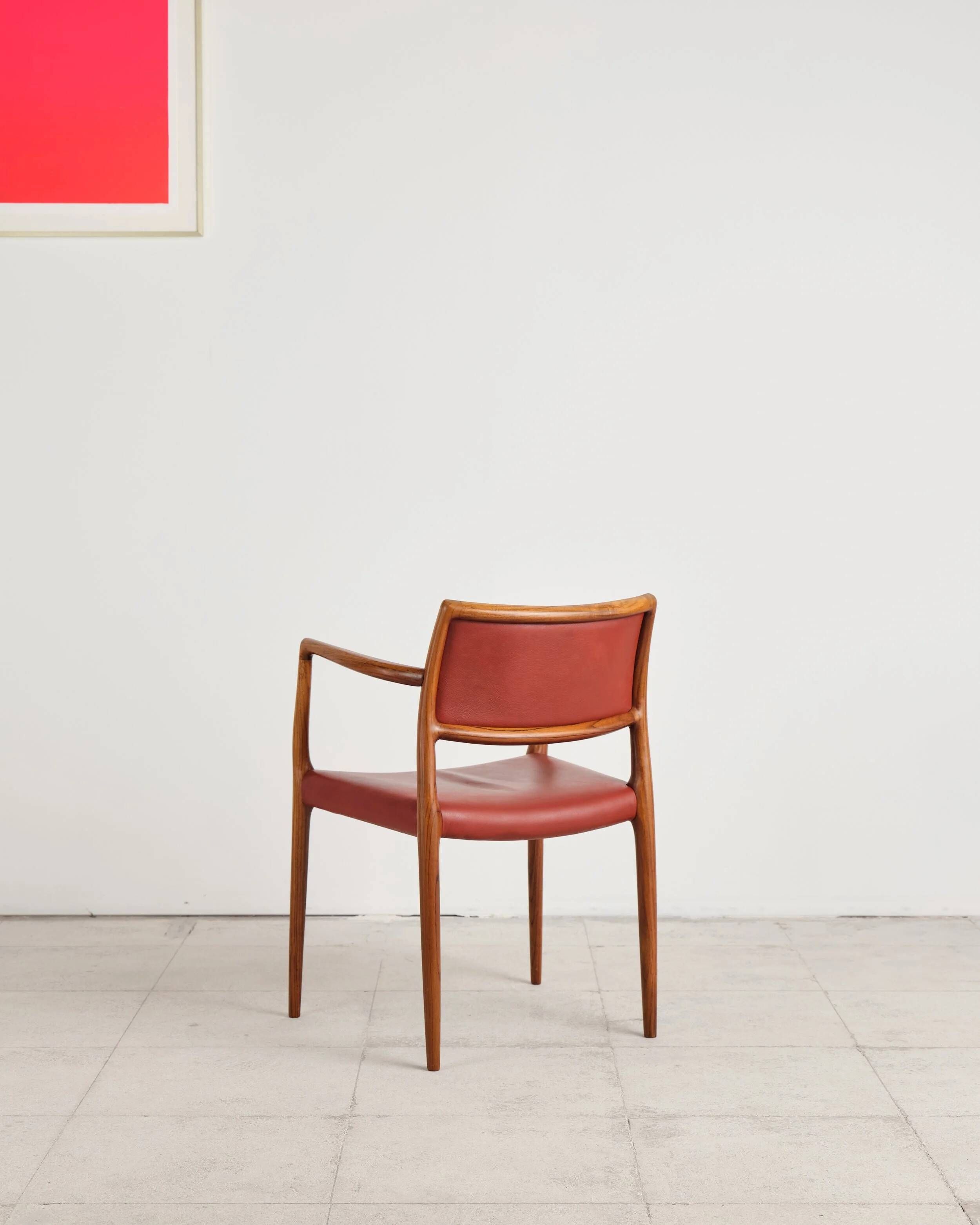 Armchair model 65 in oak and leather by Niels O. Møller, Denmark, 1960s.