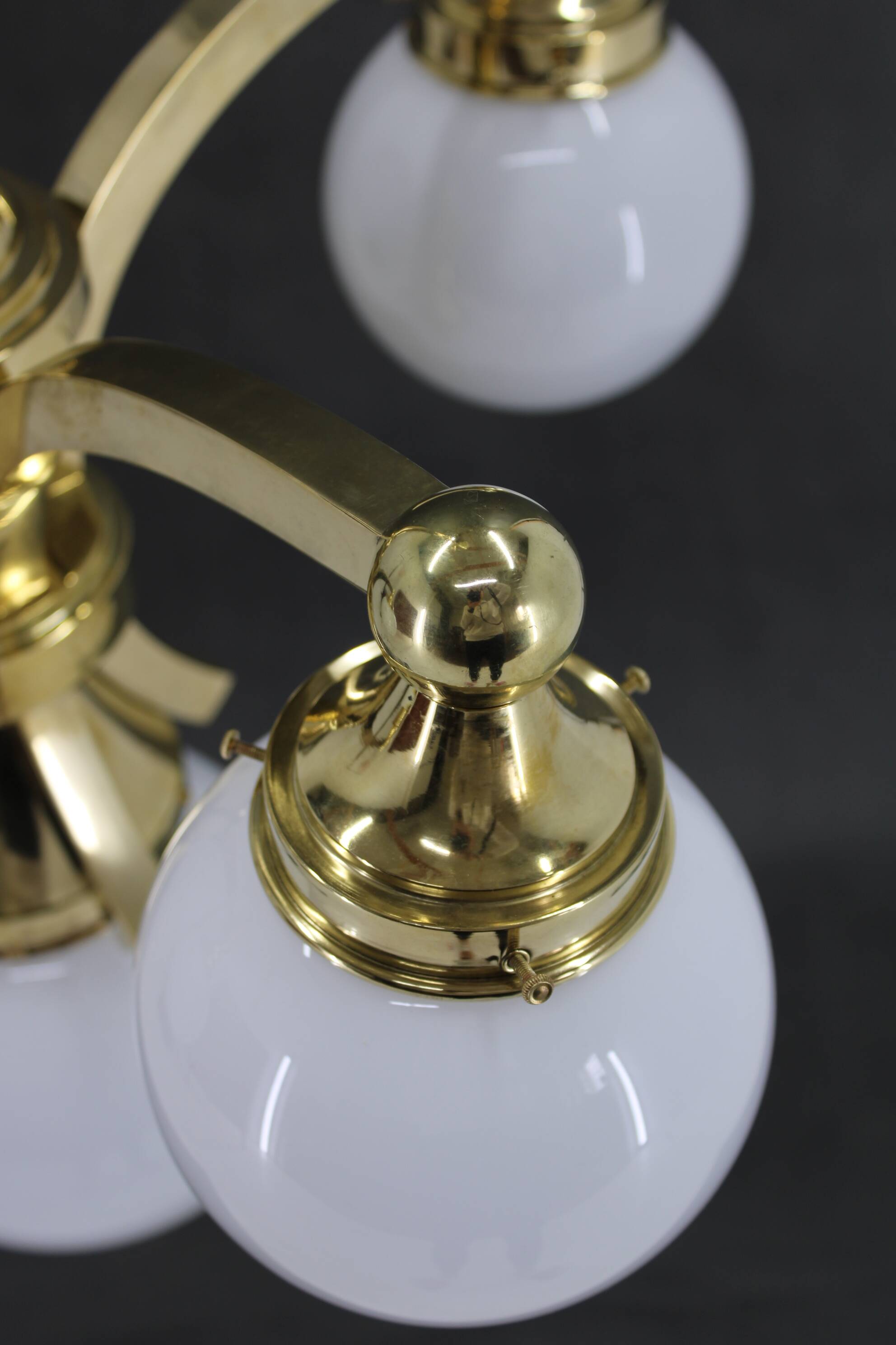 1930s Restored Brass Chandelier, Czechoslovakia