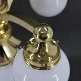 1930s Restored Brass Chandelier, Czechoslovakia