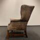 Xixth century  english georgian cigar leather wingback library chairs