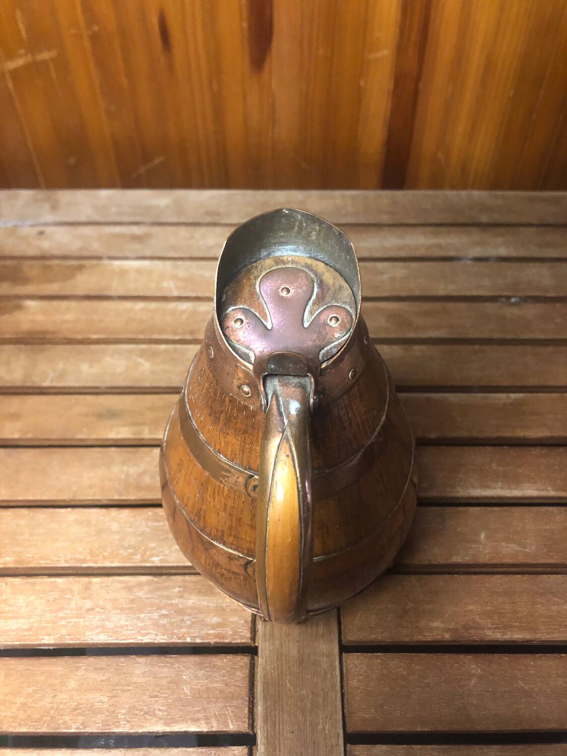 Ancien Pichet BLANCHET Bois + Cerclage Cuivre Vintage