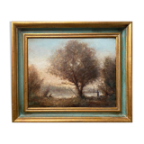 HST painting "The fisherman" signed Dervin with frame