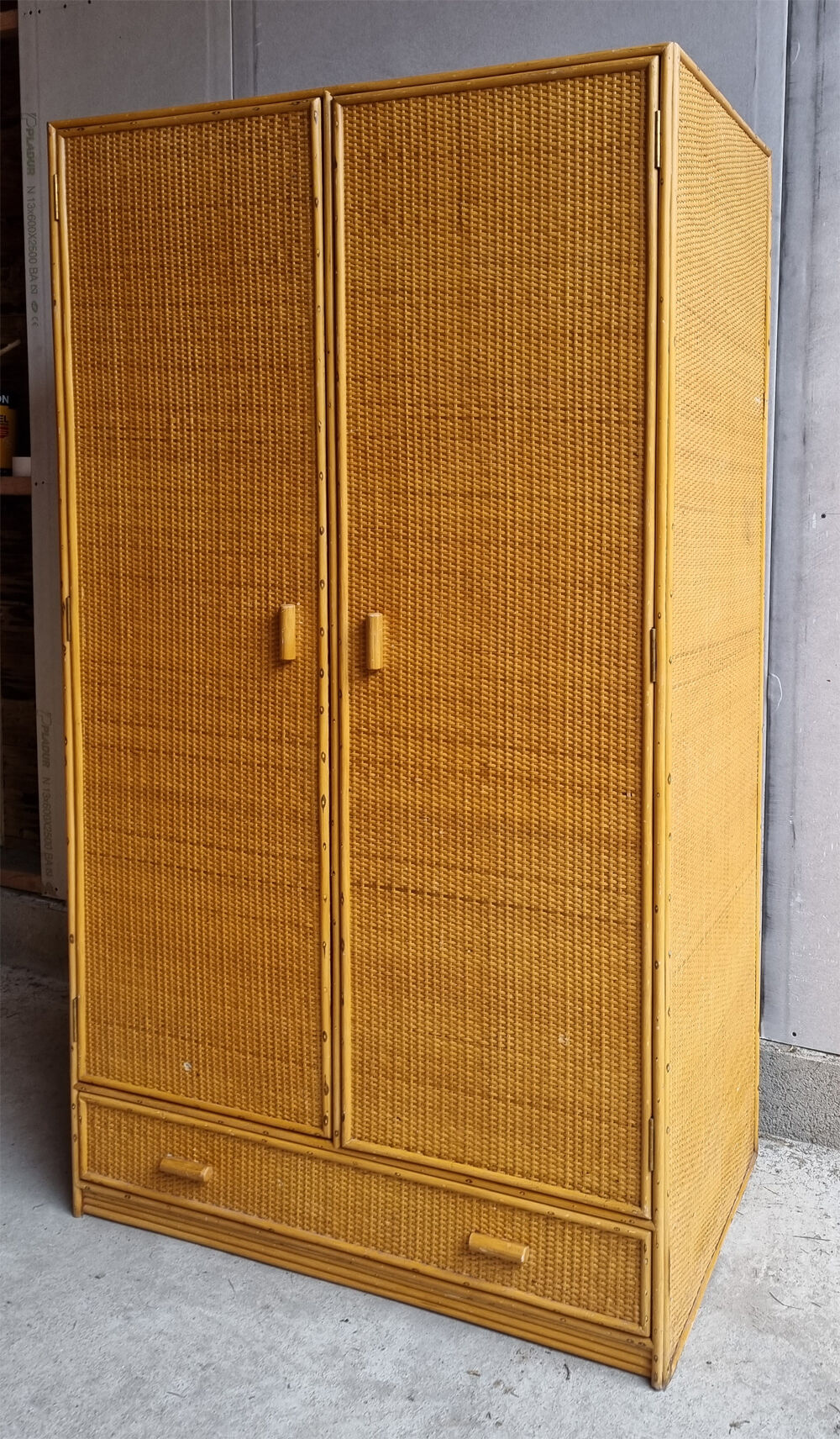 Bamboo wardrobe, rattan, vintage, 60s wardrobe